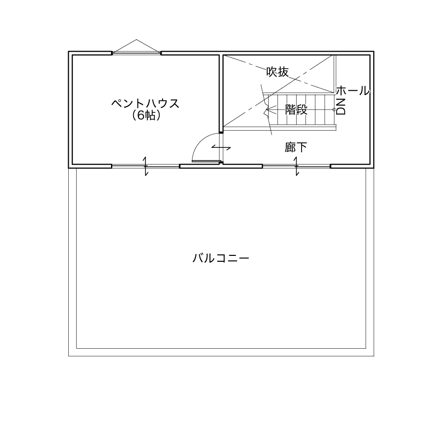 プラスペントハウスの3階間取り