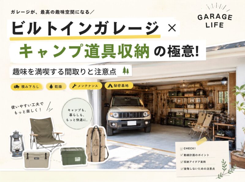 ビルトインガレージ×キャンプ道具収納の極意！趣味を満喫する間取りと注意点